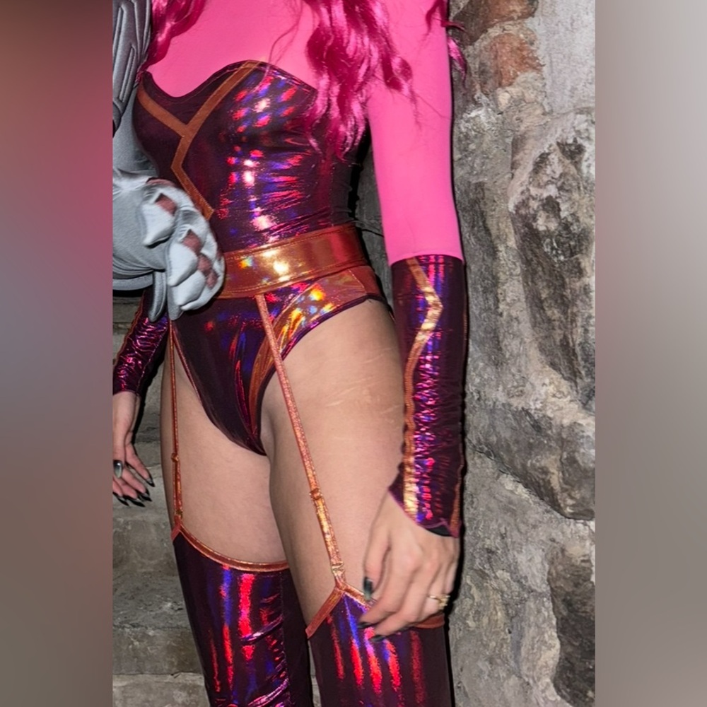 Lavagirl Bodysuit and garter costume set